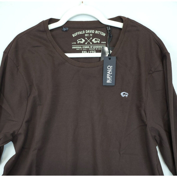 Buffalo David Bitton Long Sleeve T Shirt‎ Crew Neck Men XXL Brown Classic - Picture 8 of 9